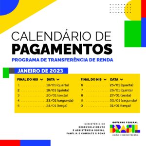 Pagamentos do programa de transferência de renda de janeiro 2023