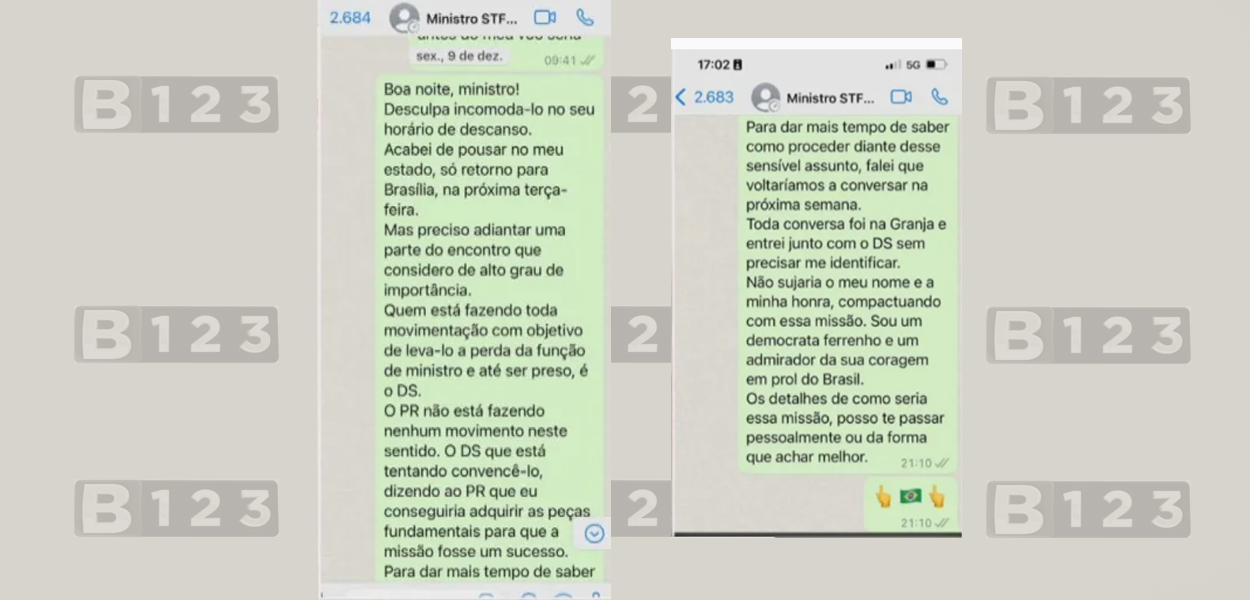 As capturas de tela devem ser usadas pelo senador para que ele consiga comprovar que avisou Alexandre de Moraes sobre a reunião.
