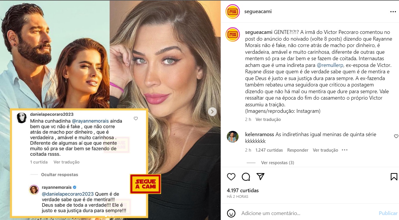 Irmã de Victor Pecoraro manda indireta para a ex do ator, Renata Muller 1 Renata Muller