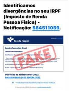 Modelo de notificação falsa