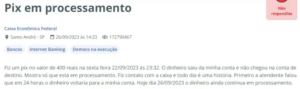 Relato de cliente da CAIXA