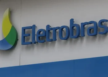Logo da Eletrobras, empresa do setor de energia elétrica do Brasil.