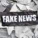 Imagem com recorte de jornal e a frase 'FAKE NEWS' sobreposta, representando desinformação em relação a comunicados falsos como o concurso correios fake news.