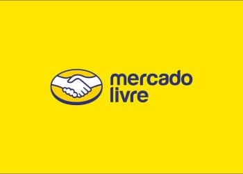 Logo do Mercado Livre com ícones de aperto de mãos e fundo amarelo, representando confiança e oportunidades.