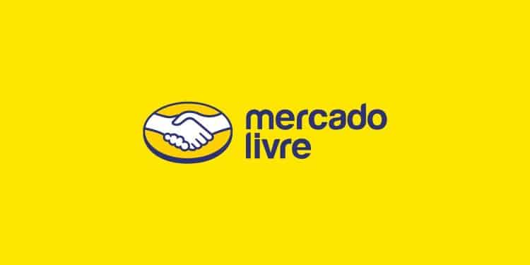 Logo do Mercado Livre com ícones de aperto de mãos e fundo amarelo, representando confiança e oportunidades.