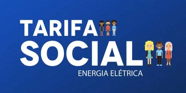 Imagem com o título "Tarifa Social Energia Elétrica" destacando a inclusão social e o benefício para famílias de baixa renda.
