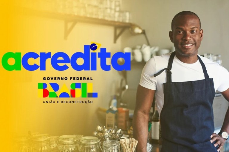 Imagem do Programa Acredita, com foco no apoio a pequenos negócios e ao empreendedorismo, beneficiando jovens, mulheres, pessoas com deficiência e comunidades tradicionais.