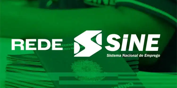 Imagem do Sistema Nacional de Emprego (SINE) com destaque para 150 vagas de emprego disponíveis
