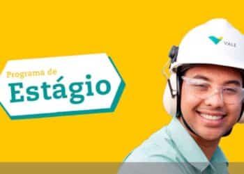 Jovem estagiário da Vale sorrindo com EPI, representando oportunidade de estágio.