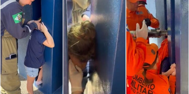Menina de 4 anos fica presa em vão de concreto em escola de Sorriso e é resgatada por bombeiros